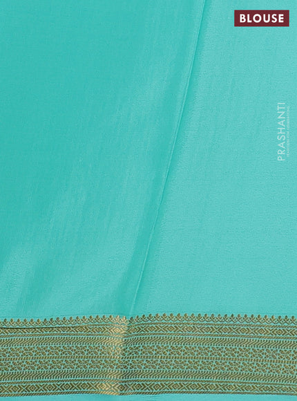 Pure mysore silk saree teal green with allover small zari checks & buttas and zari woven border