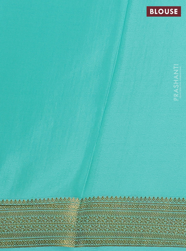 Pure mysore silk saree teal green with allover small zari checks & buttas and zari woven border
