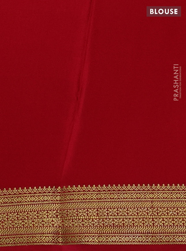 Pure mysore silk saree red with allover small zari checks & buttas and zari woven border