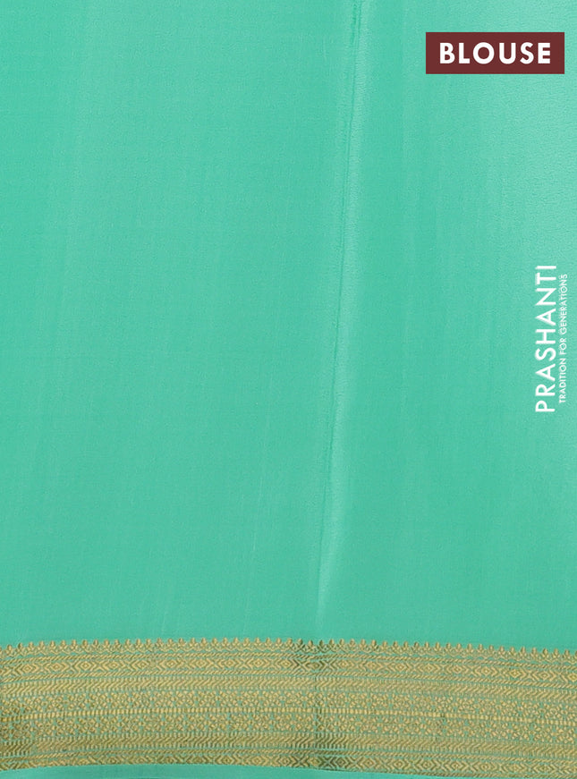 Pure mysore silk saree teal green shade with allover small zari checks & buttas and zari woven border
