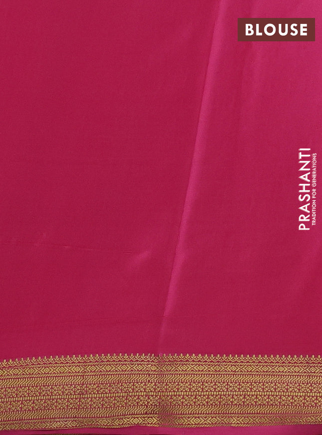Pure mysore silk saree peach pink with allover small zari checks & buttas and zari woven border