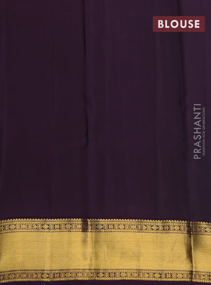 Pure kanchipuram silk saree teal blue and deep violet with zari woven buttas and zari woven korvai border