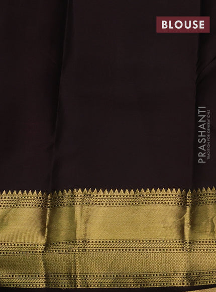 Pure kanchipuram silk saree pink and coffee brown with zari woven buttas and zari woven border