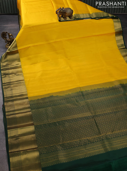 Pure kanchipuram silk saree yellow and green with allover zari woven 1000 buttas and zari woven border