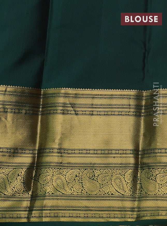Pure kanchipuram silk saree red and green with zari woven buttas and long zari woven border