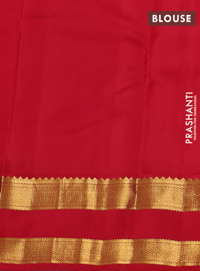 Pure kanchipuram silk saree lavender and red with zari woven buttas and rettapet zari woven korvai border