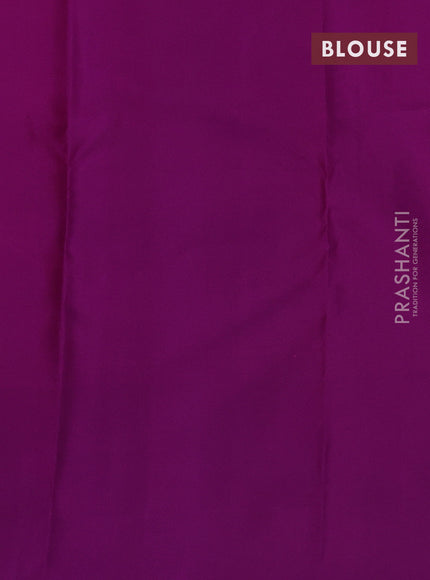 Pure kanchipuram silk saree yellow and deep purple with zari woven buttas and zari woven butta border