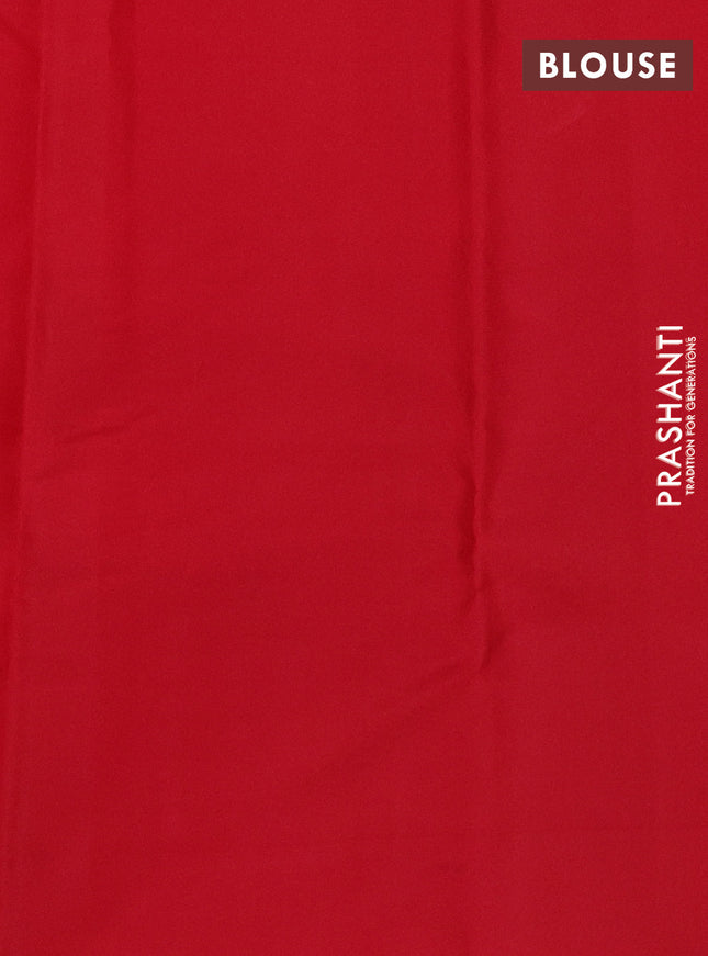 Pure kanchipuram silk saree teal shade and red with zari woven buttas and zari woven butta border