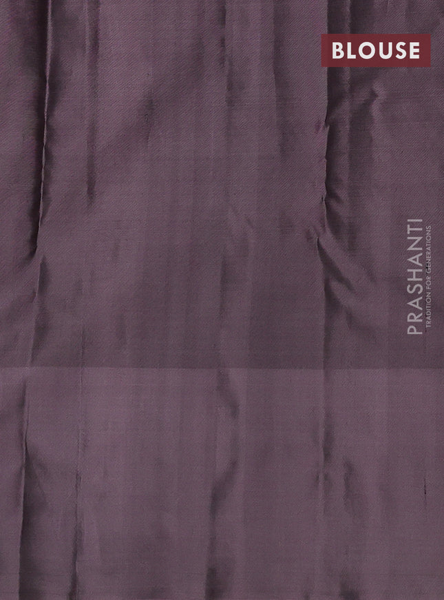 Pure kanchipuram silk saree rust shade with allover zari weaves and zari woven butta border