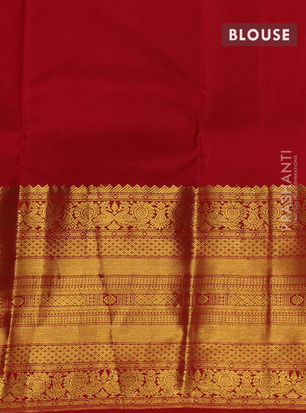 Pure kanchipuram silk saree brown and red with zari woven buttas and zari woven simple border
