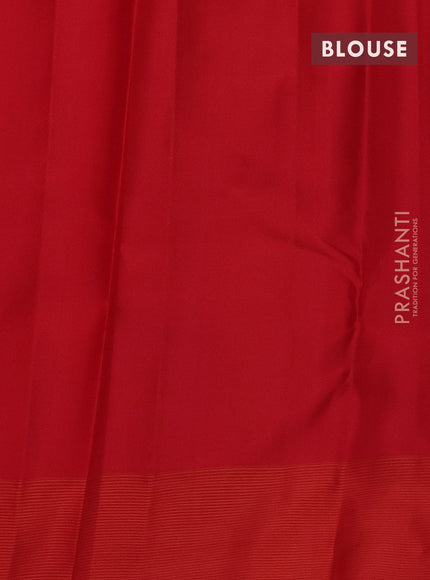 Pure kanchipuram silk saree royal blue and red with zari woven buttas and zari woven simple border