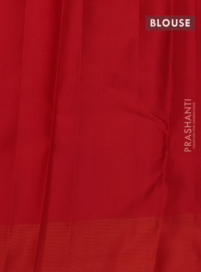 Pure kanchipuram silk saree royal blue and red with zari woven buttas and zari woven simple border