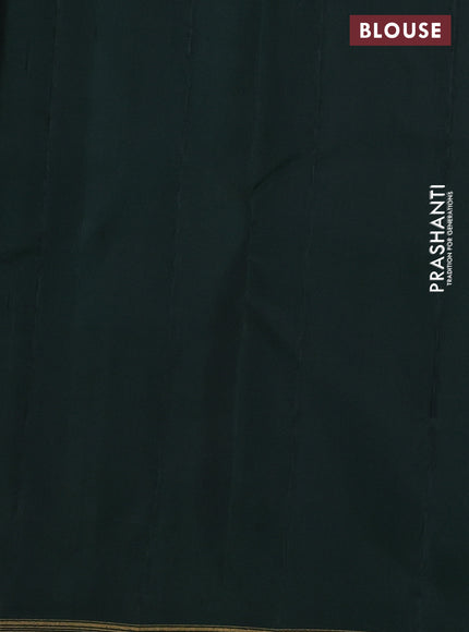 Pure kanchipuram silk saree pista green and dark green with allover stripes pattern and zari woven simple border