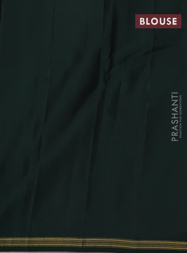 Pure kanchipuram silk saree pastel pink and green with allover stripes pattern in borderless style