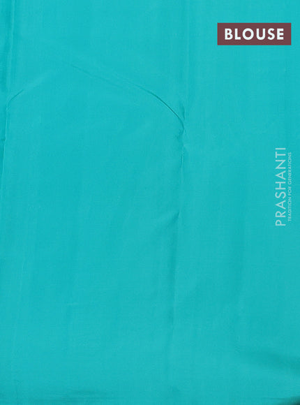 Pure kanchipuram silk saree red and teal blue with allover zari checked pattern in borderless style