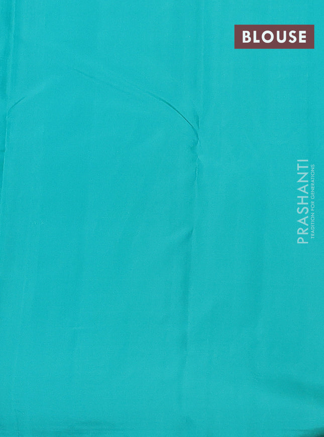 Pure kanchipuram silk saree red and teal blue with allover zari checked pattern in borderless style