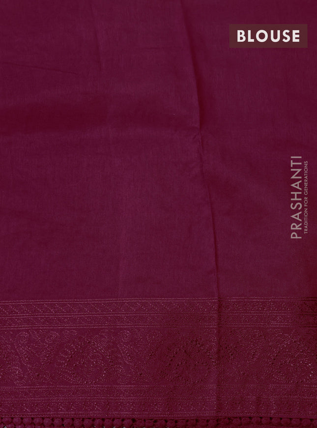 Dola silk saree red with allover floral embroidery work and chikankari work border