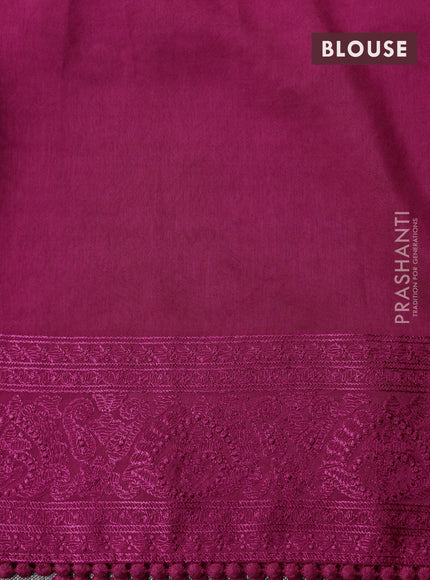 Dola silk saree dark pink with allover floral embroidery work and chikankari work border