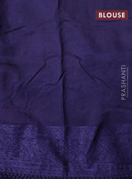 Dola silk saree navy blue with allover floral embroidery work and chikankari work border