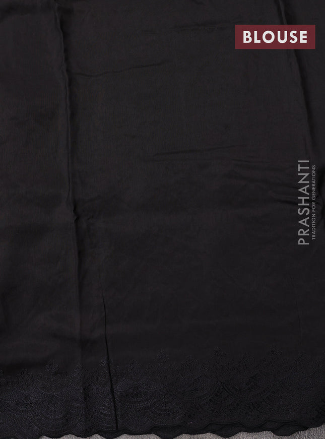 Dola silk saree black with allover floral embroidery work and chikankari work border