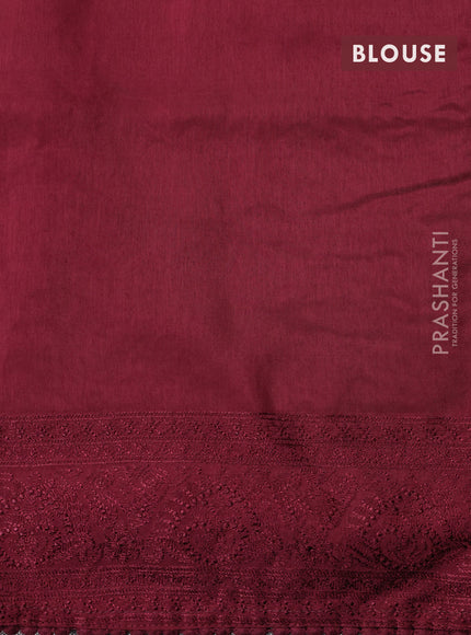 Dola silk saree maroon with allover floral embroidery work and chikankari work border