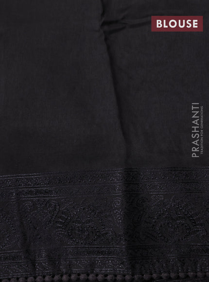 Dola silk saree black with allover floral embroidery work and chikankari work border