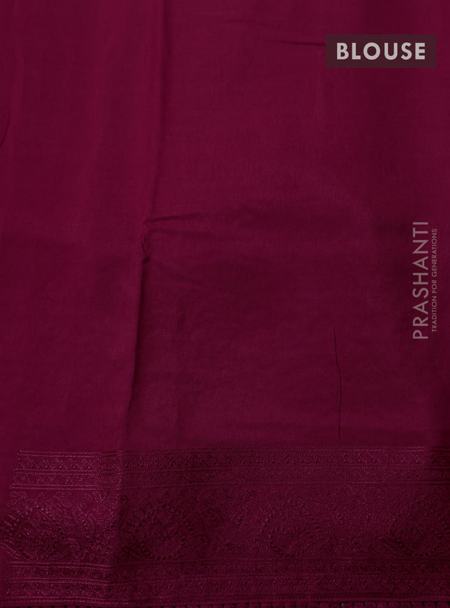 Dola silk saree maroon with allover floral embroidery work and chikankari work border
