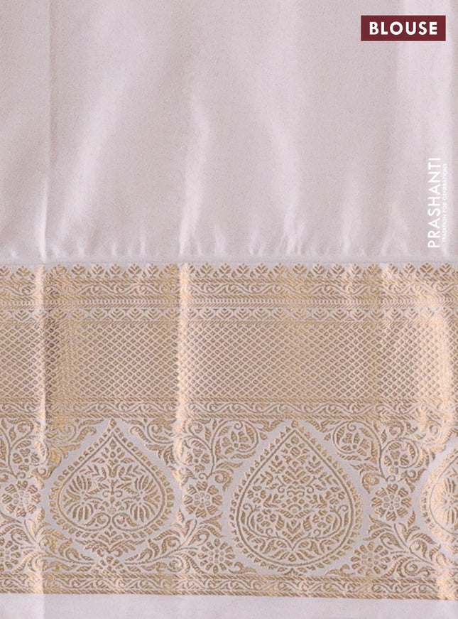 Bangalori silk saree pink and cream with allover zari woven brocade weaves and rich zari woven border