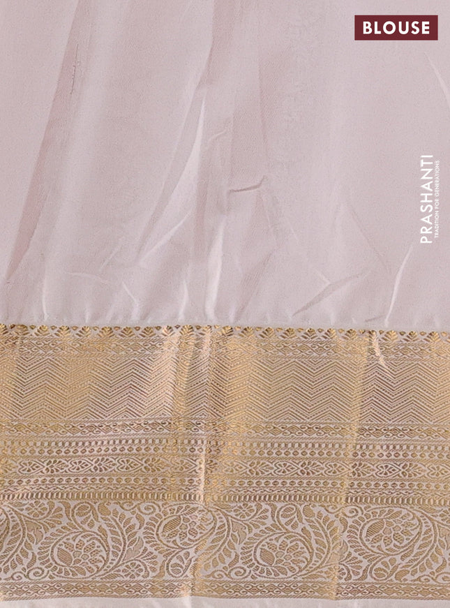 Bangalori silk saree dark pink and cream with allover zari woven brocade weaves and zari woven border