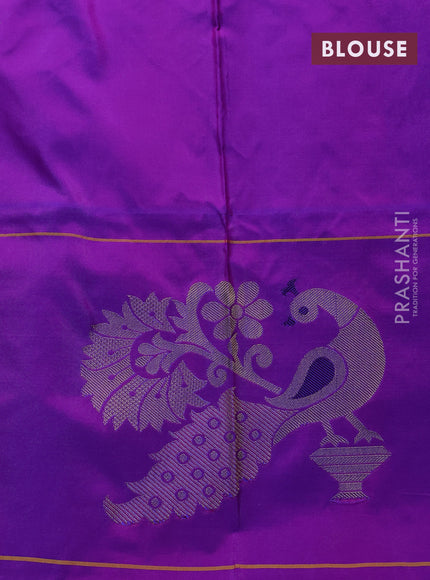 Pure paithani silk saree purple with allover zari woven floral buttas and paithani weaving pallu