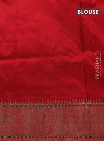 Pure paithani silk saree black and red with allover thread & zari woven muniya buttas and paithani weaving pallu