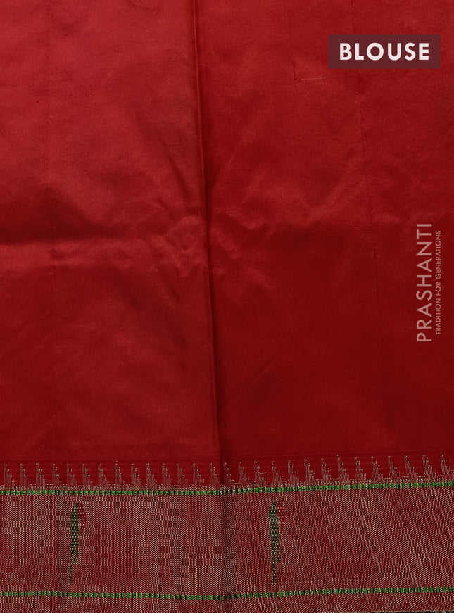 Pure paithani silk saree orange with allover thread & zari woven muniya buttas and paithani weaving pallu