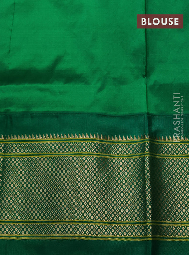 Pure paithani silk saree pink and green with allover thread & zari woven buttas and paithani weaving pallu