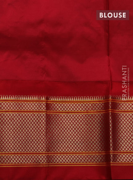 Pure paithani silk saree cs blue and red with allover zari woven buttas and paithani weaving pallu