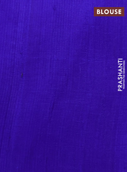 Pure raw silk saree dark magenta pink and blue with allover silver zari weaves in borderless style