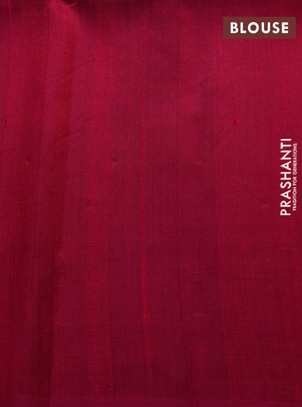 Pure raw silk saree dark green and pink with allover silver zari weaves in borderless style