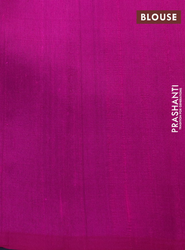 Pure raw silk saree grey and pink with allover silver zari weaves in borderless style