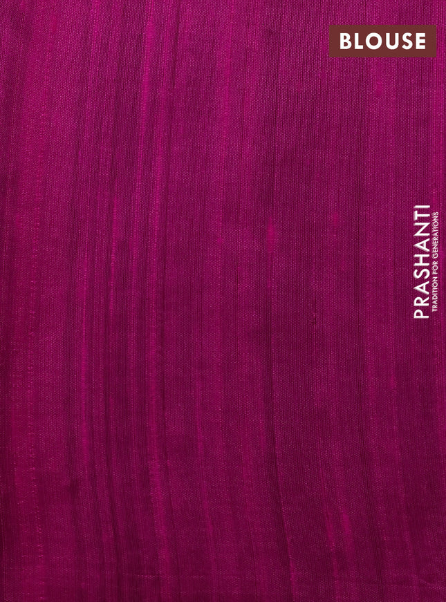 Pure raw silk saree green and pink with allover silver zari weaves in borderless style