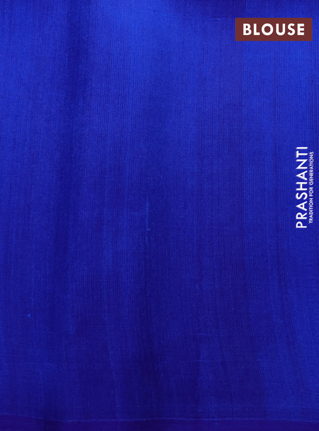 Pure raw silk saree wine shade and blue with allover silver zari weaves in borderless style