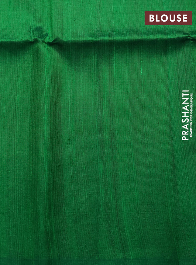 Pure raw silk saree pink and green with allover silver zari weaves in borderless style