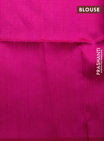 Pure raw silk saree yellow and pink with allover silver zari weaves in borderless style