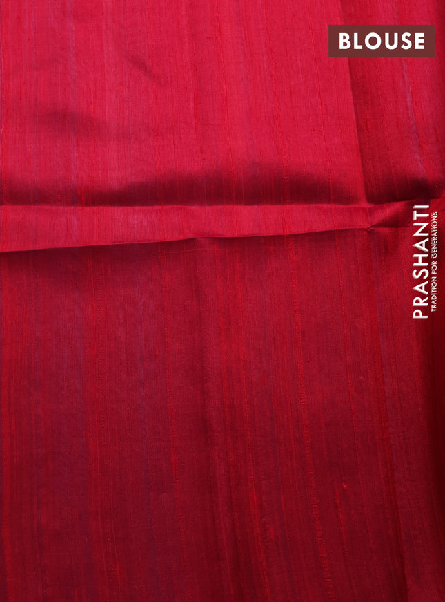 Pure raw silk saree bluish grey and reddish pink with allover silver zari weaves in borderless style