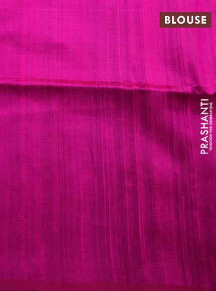 Pure raw silk saree deep purple and pink with allover silver zari weaves in borderless style