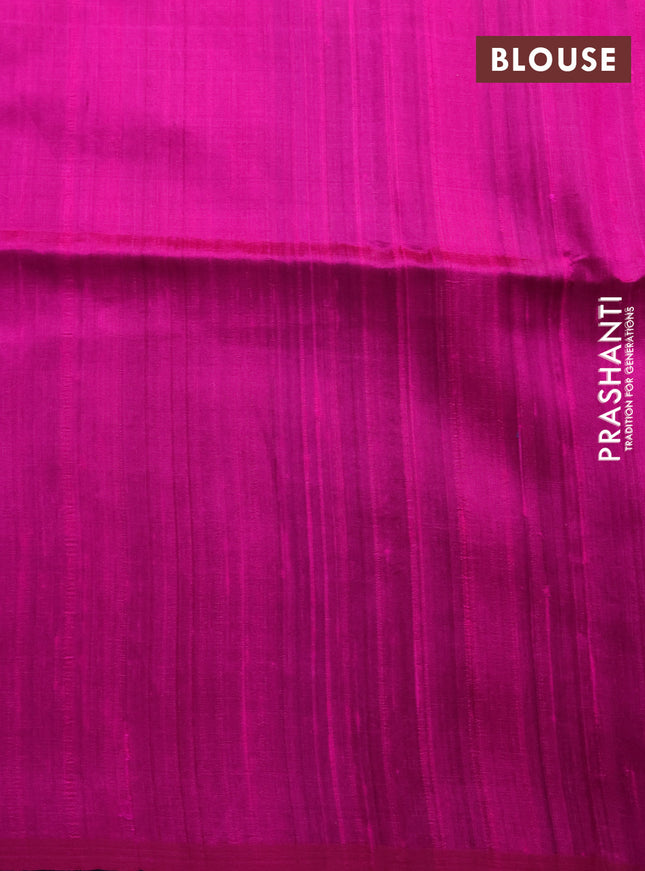 Pure raw silk saree deep purple and pink with allover silver zari weaves in borderless style
