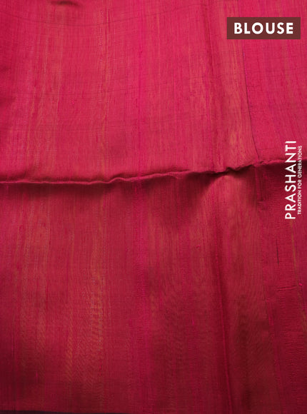 Pure raw silk saree yellow and dark pink with allover silver zari weaves in borderless style