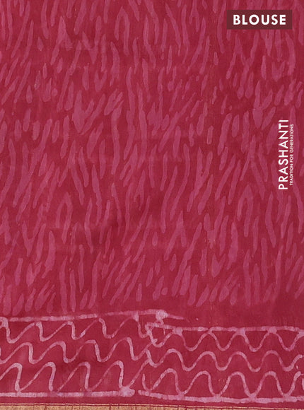 Chanderi bagru saree off white and maroon shade with allover batik prints and small zari woven border