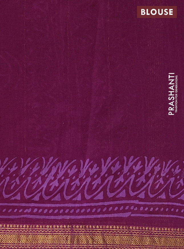 Chanderi bagru saree wine shade with allover butta prints and maheswari border