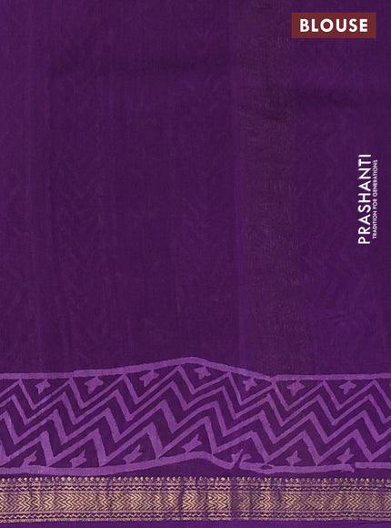 Chanderi bagru saree violet with allover prints and mageshwari border
