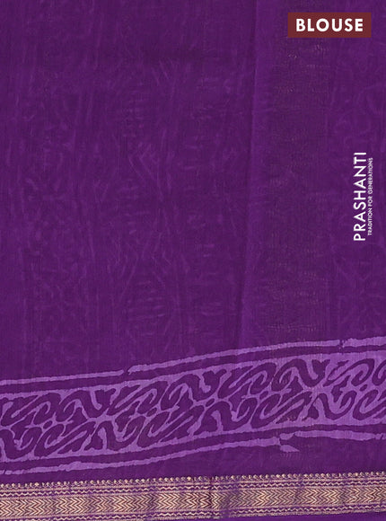 Chanderi bagru saree violet with allover floral butta prints and mageshwari border