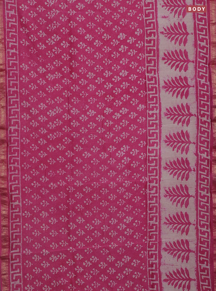 Chanderi bagru saree light pink with allover butta prints and mageshwari border